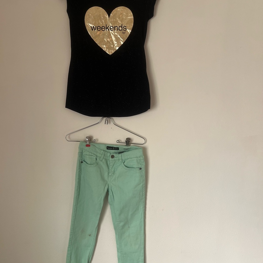 Mint Green kids Jeans and top